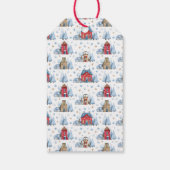 Waterverf theepot huis sneeuwbomen to-from cadeaulabel (Achterkant)