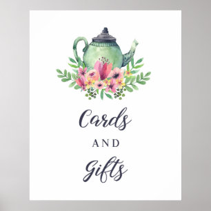 Waterverf Theepot Kaarten en Cadeau Bruiloft Bord Poster
