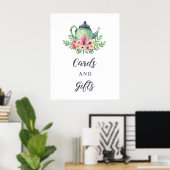 Waterverf Theepot Kaarten en Cadeau Bruiloft Bord Poster (Thuiskantoor)
