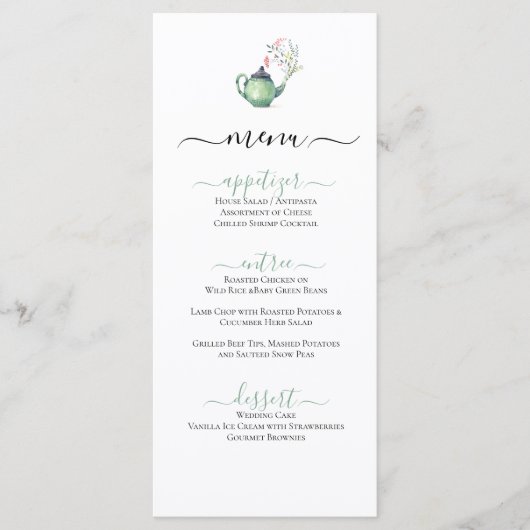 Waterverf theepot menu (Voorkant)