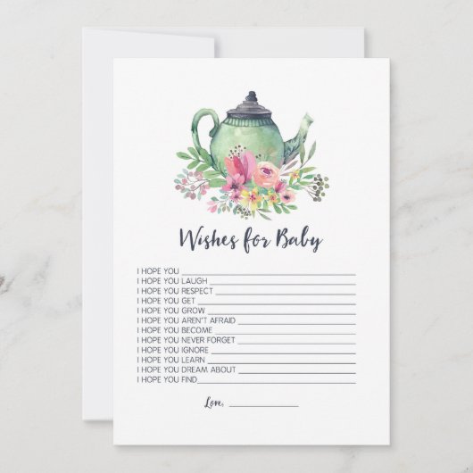 Waterverf theepot voor Baby Kaart (Voorkant)