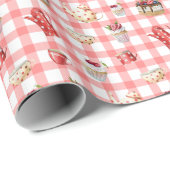 Waterverf theepotten: cupcakes naadloos patroon cadeaupapier (Rol Hoek)