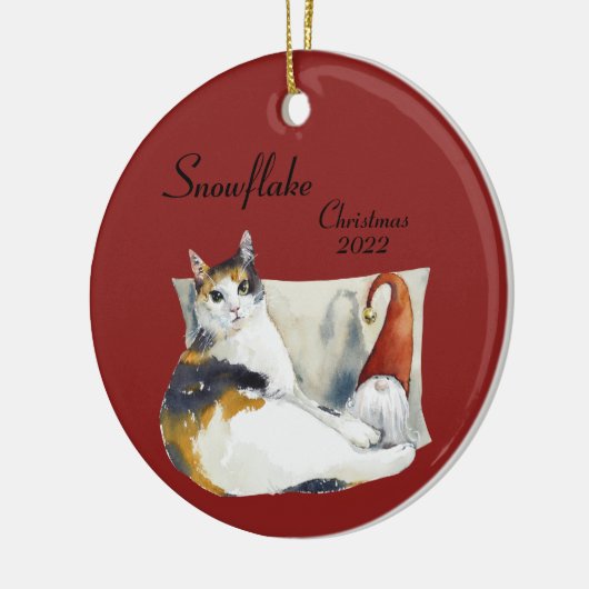 Waterverf Thema Kerst Kabouter Schotse Kat Keramisch Ornament (Links)