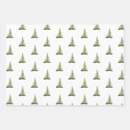 Waterverf Thema Kerstboom Patroon Gift Tree Inpakpapier Vel (Voorkant)