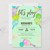 Waterverf Thema Pickleball Groen Verjaardagsfeest Kaart (Voorkant)