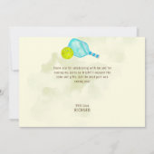 Waterverf thema pickleball licht verjaardagsfeestj bedankkaart (Achterkant)