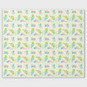 Waterverf thema pickleball licht verjaardagsfeestj cadeaupapier (Vlak)