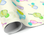 Waterverf thema pickleball licht verjaardagsfeestj cadeaupapier (Rol Hoek)