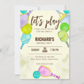 Waterverf thema pickleball licht verjaardagsfeestj kaart (Voorkant)