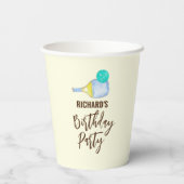 Waterverf thema pickleball licht verjaardagsfeestj papieren bekers (Achterkant)