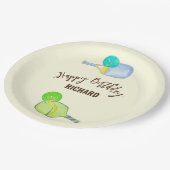 Waterverf thema pickleball licht verjaardagsfeestj papieren bordje (Gekanteld)