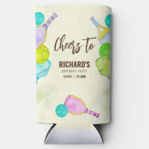 Waterverf thema pickleball licht verjaardagsfeestj