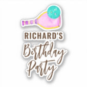 Waterverf thema pickleball licht verjaardagsfeestj sticker (Voorkant)