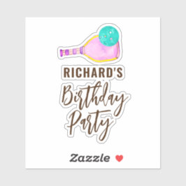 Waterverf thema pickleball licht verjaardagsfeestj sticker