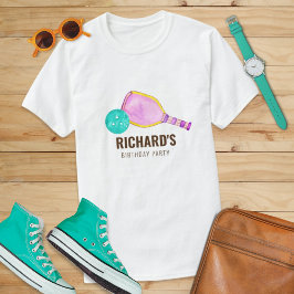 Waterverf thema pickleball licht verjaardagsfeestj t-shirt