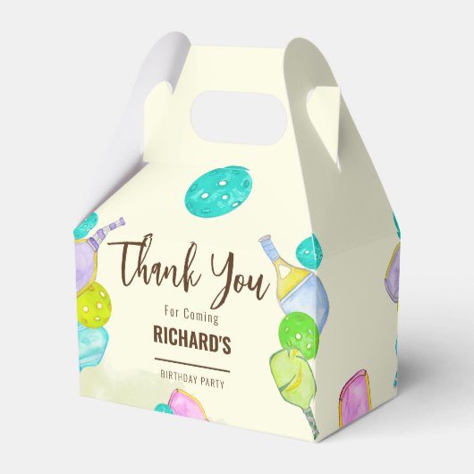 Waterverf Thema Pickleball Sport Verjaardagsfeest Bedankdoosjes (Achterkant)