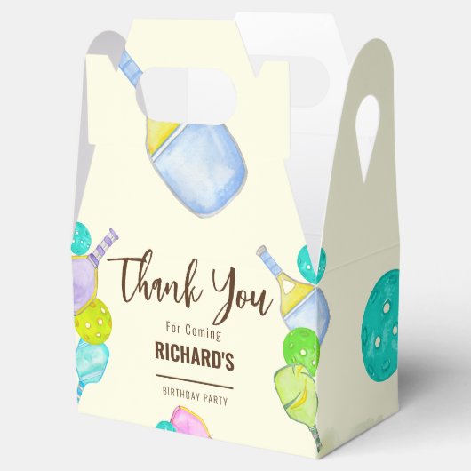 Waterverf Thema Pickleball Sport Verjaardagsfeest Bedankdoosjes (Geopend)
