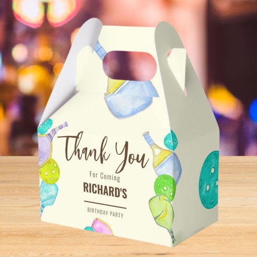Waterverf Thema Pickleball Sport Verjaardagsfeest Bedankdoosjes