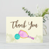 Waterverf Thema Pickleball Sport Verjaardagsfeest Bedankkaart (Staand voorkant)