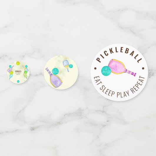 Waterverf Thema Pickleball Sport Verjaardagsfeest Confetti (Achterkanten)