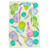Waterverf Thema Pickleball Sport Verjaardagsfeest Medium Cadeauzakje (Achterkant)