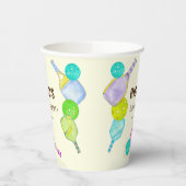 Waterverf Thema Pickleball Sport Verjaardagsfeest Papieren Bekers (Links)