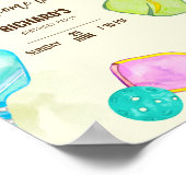 Waterverf Thema Pickleball Sport Verjaardagsfeest Poster (Hoek)