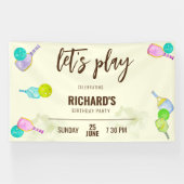 Waterverf Thema Pickleball Sport Verjaardagsfeest Spandoek (Horizontaal)