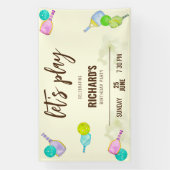 Waterverf Thema Pickleball Sport Verjaardagsfeest Spandoek (Verticaal)