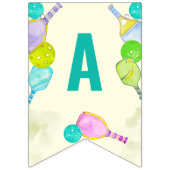 Waterverf Thema Pickleball Sport Verjaardagsfeest Vlaggetjes (Derde vlag)