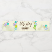 Waterverf Thema Pickleball Sport Verjaardagsfeest Waterfles Etiket (Enkel label)