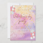 Waterverf thema Valentijnsdag Feestuitnodiging Aankondiging (Voorkant)