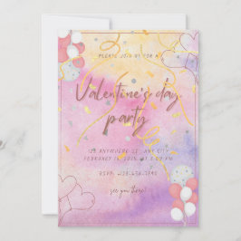 Waterverf thema Valentijnsdag Feestuitnodiging Aankondiging