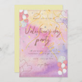 Waterverf thema Valentijnsdag Feestuitnodiging Aankondiging (Voorkant / Achterkant)