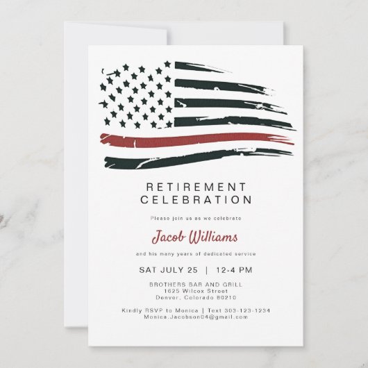 Waterverf Thin Red Line Flag Pensioen Partij Kaart (Voorkant)