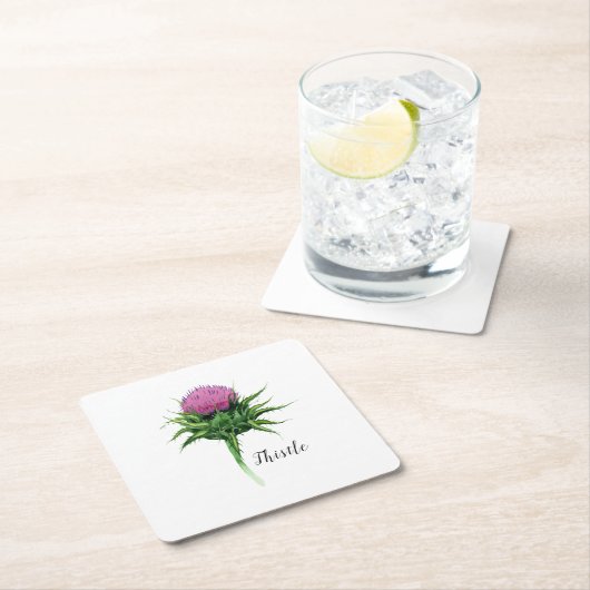 Waterverf Thistle Botanisch Kartonnen Onderzetters (Insitu)