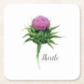 Waterverf Thistle Botanisch Kartonnen Onderzetters (Voorkant)
