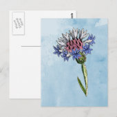 Waterverf Thistle Briefkaart (Voorkant / Achterkant)