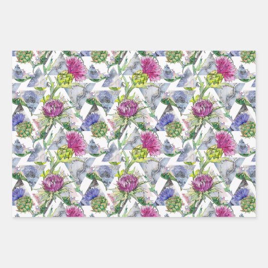 Waterverf Thistles Inpakpapier Vel (Voorkant 2)