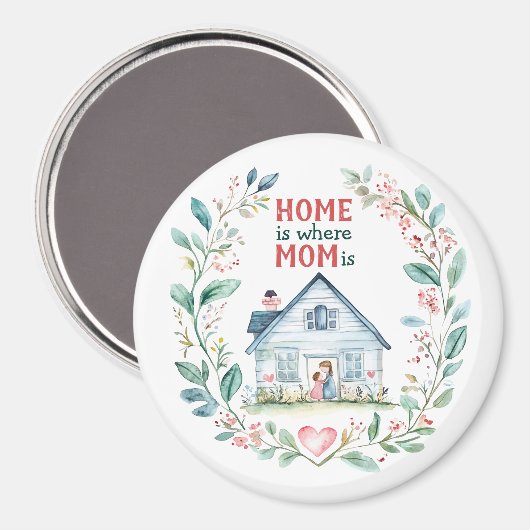 Waterverf thuis is waar mama is magneet (Voorkant / Achterkant)