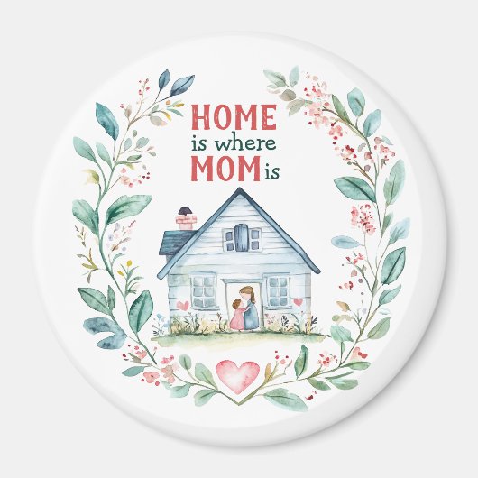 Waterverf thuis is waar mama is magneet (Voorkant)