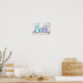 Waterverf thuisdecor, schattige uil, poster (Keuken)
