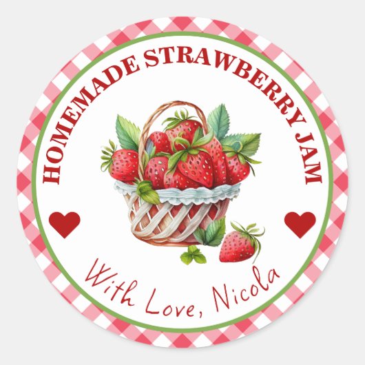 Waterverf Thuisgemaakte Aardbeienjam Label (Voorkant)