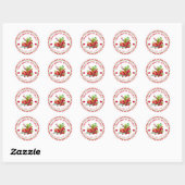 Waterverf Thuisgemaakte Gingham Cranberries Ronde Sticker (Vel)