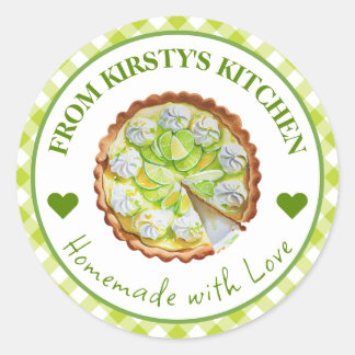 Waterverf Thuisgemaakte Gingham Key Lime Pie Label