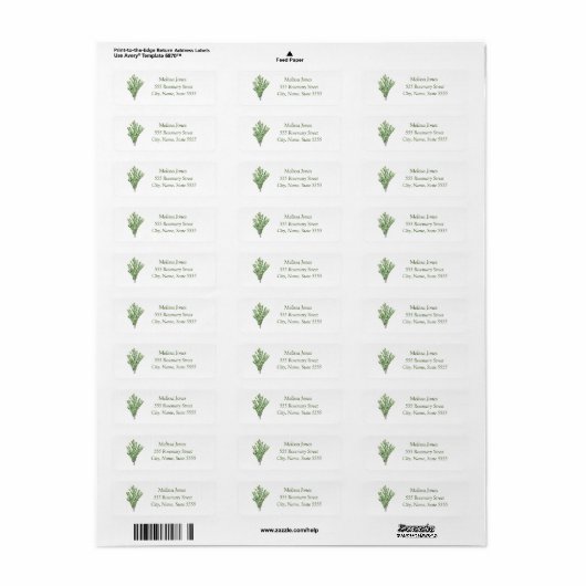 Waterverf Thyme Herb Greenery Plant Rustisch label (Full Sheet)