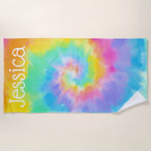 Waterverf Tie Dye Aangepaste naam Handdoek (Voorkant)
