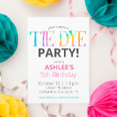 Waterverf Tie Dye Birthday Uitnodiging