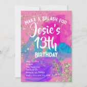 Waterverf Tie Dye Paint Birthday Uitnodiging (Voorkant)