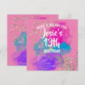 Waterverf Tie Dye Paint Birthday Uitnodiging (Voorkant / Achterkant)